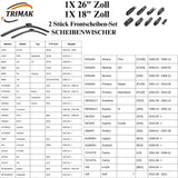 Trimak Flat Wiper Blade Scheibenwischer 2 Stück Frontscheiben-Set 26" & 18" zoll ( 65 cm & 45 cm) Gelenklose Scheibenwischerblätter