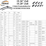 Trimak Flat Wiper Blade Scheibenwischer 2 Stück Frontscheiben-Set 26" & 20" zoll ( 65 cm & 50 cm ) Gelenklose Scheibenwischerblätter