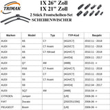 Trimak Flat Wiper Blade Scheibenwischer 2 Stück Frontscheiben-Set 26" & 21" zoll ( 65 cm & 52,5 cm ) Gelenklose Scheibenwischerblätter