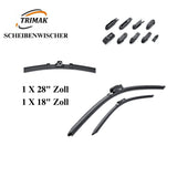 Trimak Flat Wiper Blade Scheibenwischer 2 Stück Frontscheiben-Set 28" & 18" zoll ( 70 cm & 45 cm ) Gelenklose Scheibenwischerblätter