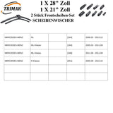 Trimak Flat Wiper Blade Scheibenwischer 2 Stück Frontscheiben-Set 28" & 21" zoll ( 70 cm & 52,5 cm ) Gelenklose Scheibenwischerblätter