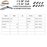 Trimak Flat Wiper Blade Scheibenwischer 2 Stück Frontscheiben-Set 28" & 26" zoll ( 70 cm & 65 cm ) Gelenklose Scheibenwischerblätter