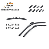 Trimak Flat Wiper Blade Scheibenwischer 2 Stück Frontscheiben-Set 28" & 26" zoll ( 70 cm & 65 cm ) Gelenklose Scheibenwischerblätter
