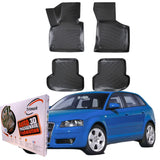 Trimak Autofußmatten kompatibel mit AUDI A3 (8P)  2003 - 2012 Auto Allwetter Gummimatten