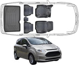 3D Fußmatten & Untere Kofferraumwanne Auto Set Kompatibel mit FORD B-MAX 2012 - 2017