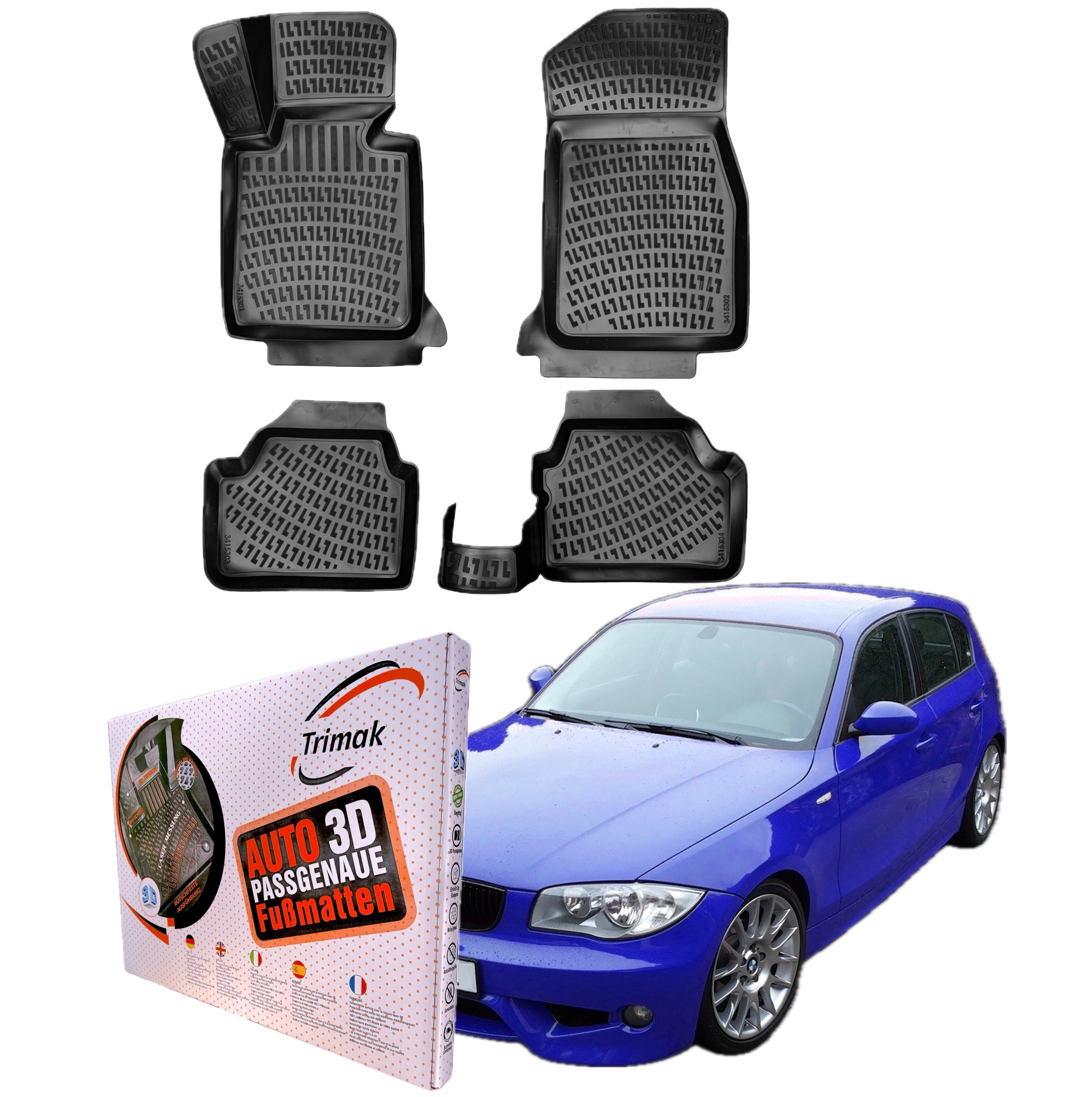 3D Rubber Floor Mats For BMW 1 Series | Type E81 E82 E87 E88 | Beige