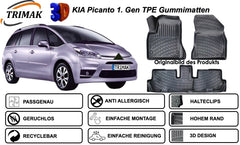 Trimak Autofußmatten kompatibel mit Citroën C4 Grand Picasso 2013–2022 Auto Allwetter Gummimatten