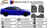 Trimak Autofußmatten kompatibel mit Honda Civic Sedan 11. Gen 2021-2026 Auto Allwetter Gummimatten