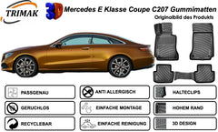 Trimak Autofußmatten kompatibel mit Mercedes-Benz E-Klasse Coupé C207 2009–2017 Auto Allwetter Gummimatten