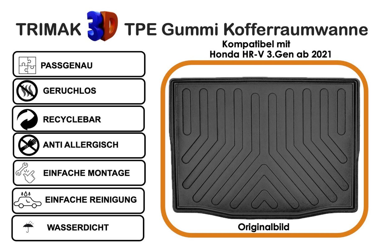 Trimak Kofferraumwanne kompatibel mit Honda HR-V 3.Gen 2021 - 2026