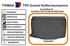 Trimak Untere Kofferraumwanne kompatibel mit Seat Ibiza V Facelift ab 2022 Untere Kofferraumboden