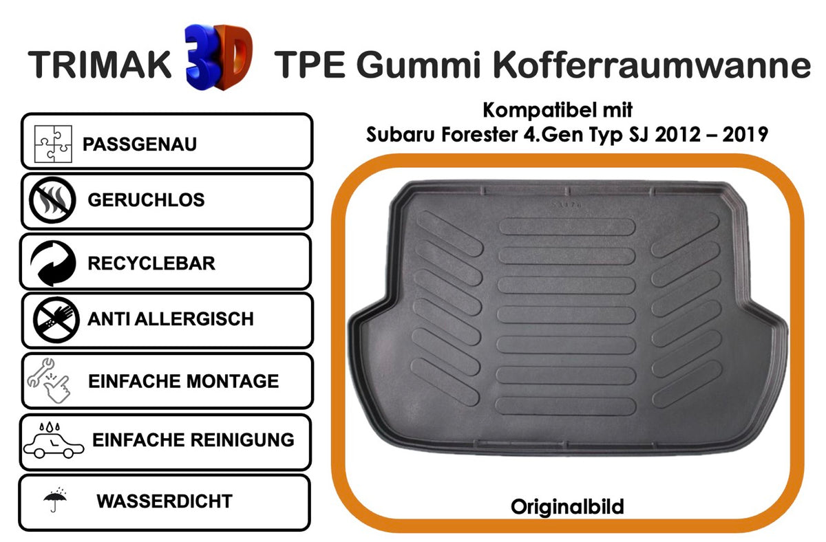 Trimak Kofferraumwanne kompatibel mit Subaru Forester 4.Gen Typ SJ 2012 – 2019