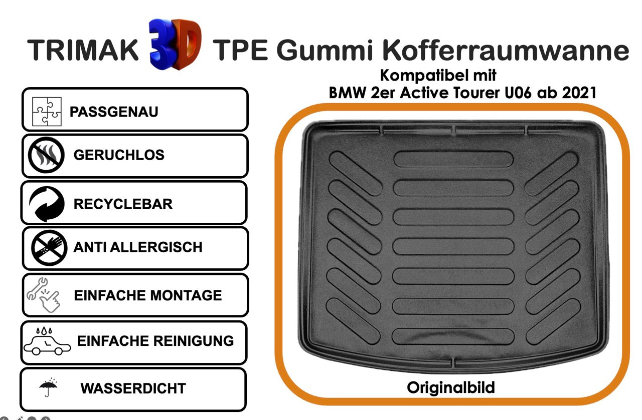 Trimak Kofferraumwanne kompatibel mit BMW 2er Active Tourer U06 ab 2021