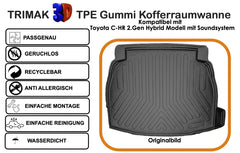 Trimak Kofferraumwanne kompatibel mit Toyota C-HR 2.Gen Hybrid Modell mit Soundsystem