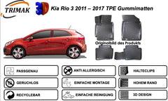 Trimak Autofußmatten kompatibel mit KIA Rio 3.Gen 2011-2017 Auto Allwetter Gummimatten