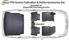 3D Fußmatten & Kofferraumwanne Auto Set Kompatibel mit Peugeot 5008 II Sedan Limousine 2018-2025