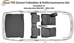 3D Fußmatten & Kofferraumwanne Auto Set Kompatibel mit Mercedes-Benz EQA 2021 - 2026 H 243