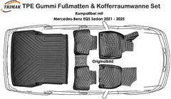 3D Fußmatten & Kofferraumwanne Auto Set Kompatibel mit Mercedes-Benz EQS Sedan V297 2021 - 2025