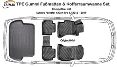 3D Fußmatten & Kofferraumwanne Auto Set Kompatibel mit Subaru Forester 4.Gen Typ SJ 2012 – 2019