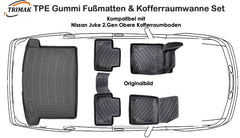 3D Fußmatten & Obere Kofferraumwanne Auto Set Kompatibel mit Nissan Juke 2.Gen 2019- 2025