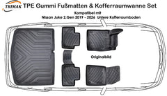 3D Fußmatten & Untere Kofferraumwanne Auto Set Kompatibel mit Nissan Juke 2.Gen 2019 - 2026