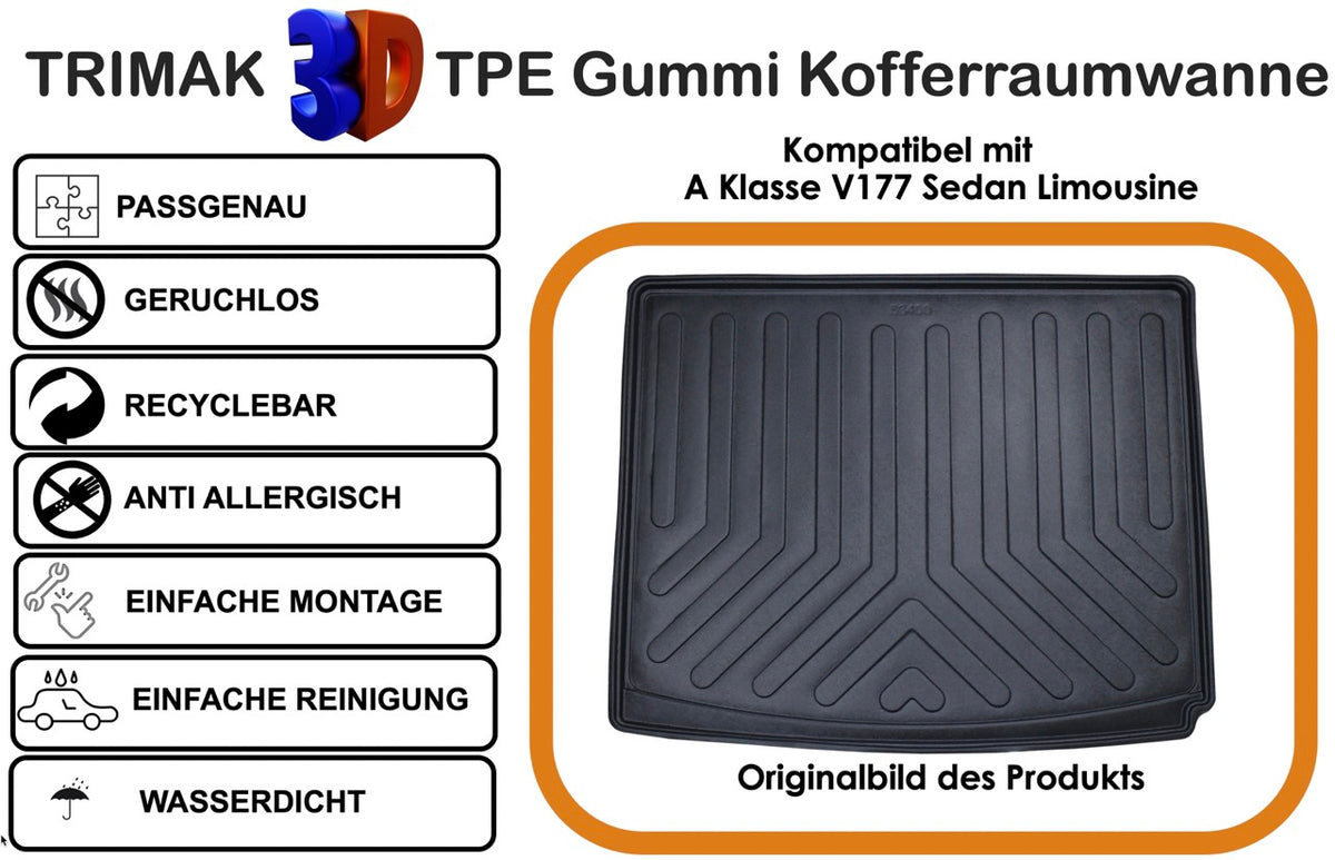 Trimak Kofferraumwanne kompatibel mit Mercedes A Klasse V177 Sedan Limousine