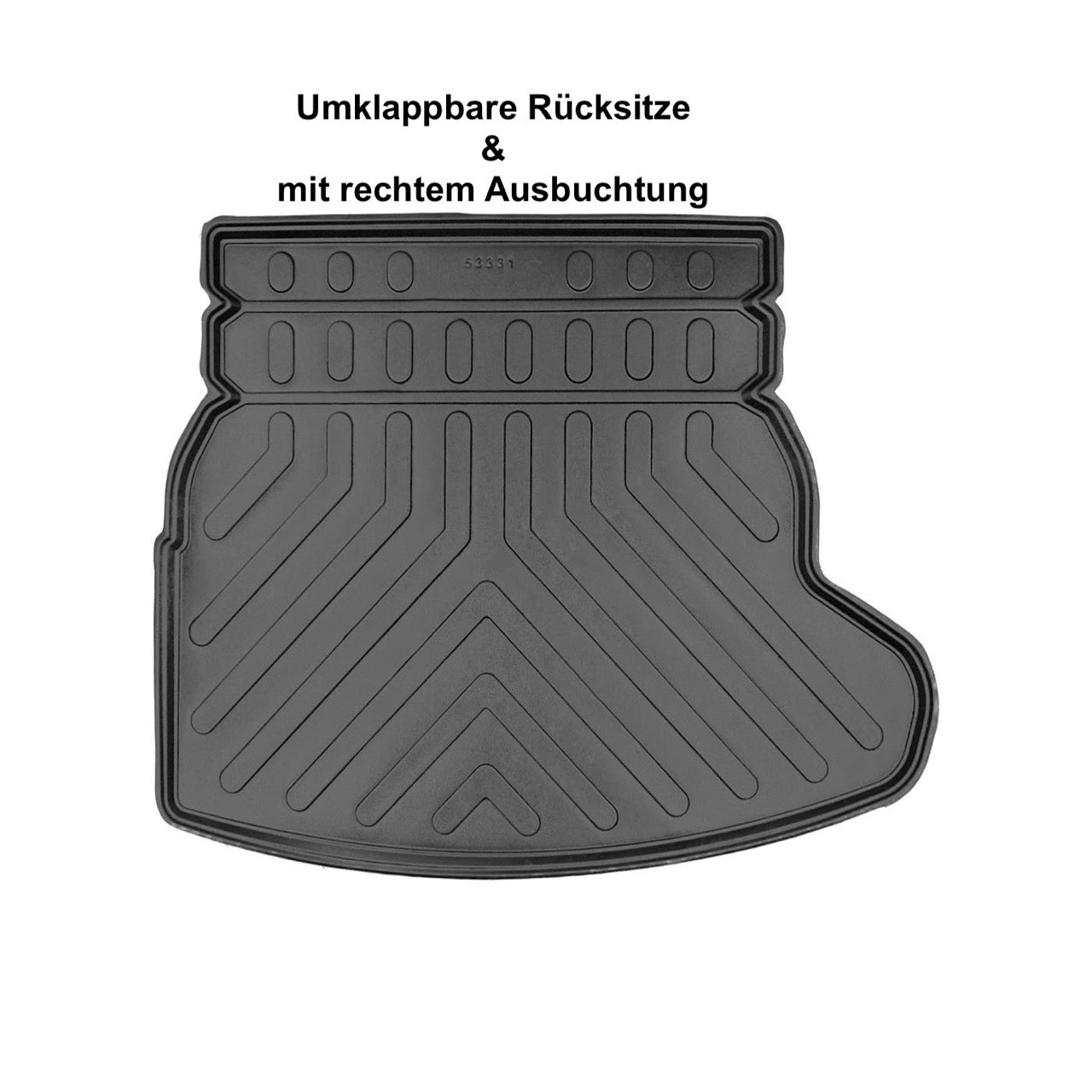 3D Fußmatten & Kofferraumwanne Auto Set Kompatibel mit Mercedes C Klasse W205 Limousune 2014 - 2022 Umklappbare Rücksitze mit rechtem Ausbuchtung