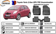 Trimak Autofußmatten kompatibel mit Toyota Yaris 2.Gen XP9 2005-2011 Auto Allwetter Gummimatten