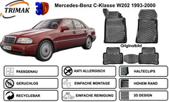 Trimak Autofußmatten kompatibel mit Mercedes-Benz C Klasse W202 1993-2000 Auto Allwetter Gummimatten