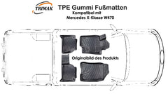 Trimak Autofußmatten kompatibel mit Mercedes-Benz X-Klasse W470 2017 - 2020 Auto Allwetter Gummimatten