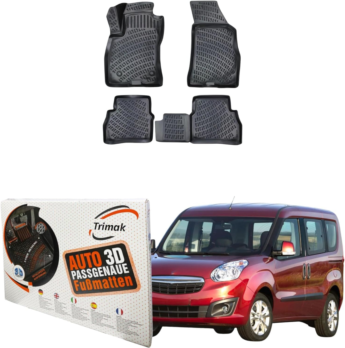 Trimak Autofußmatten kompatibel mit Opel Combo D 2011-2017 Auto Allwetter Gummimatten