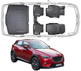 3D Fußmatten & Untere Kofferraumwanne Auto Set Kompatibel mit Mazda CX-3 2015 - 2023