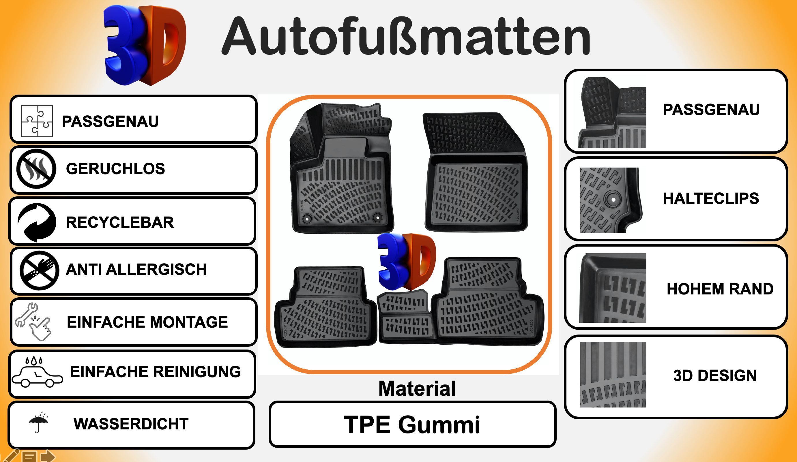 Trimak VW e-Golf 7 (2014-2020) Autofußmatten Gummimatten