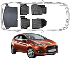 Set Autofußmatten und Kofferraummatte kompatibel mit Ford FIESTA 09´ 2009 - 2017