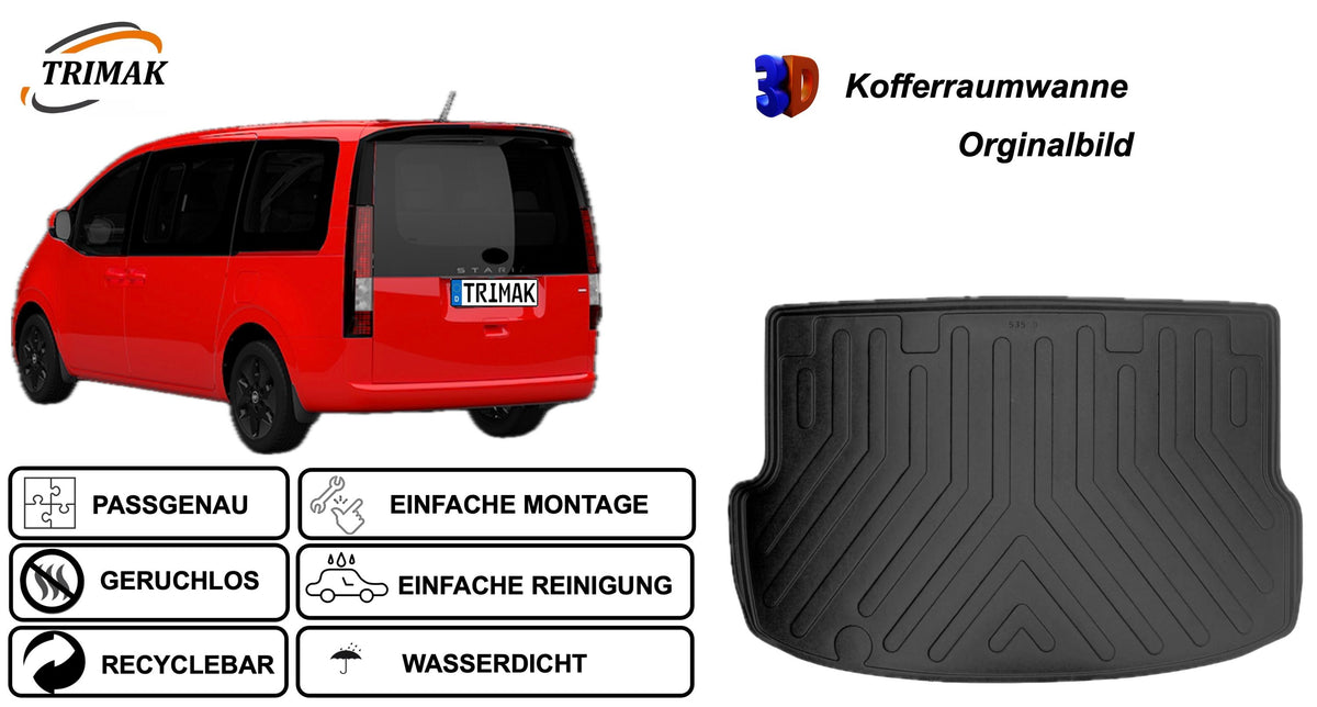 Trimak Kofferraumwanne kompatibel mit Hyundai Staria 2021 - 2026