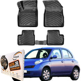 Trimak Autofußmatten kompatibel mit Nissan Micra 3.Gen K12 2003-2010 Auto Allwetter Gummimatten