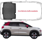 3D Fußmatten & Untere Kofferraumwanne Auto Set Kompatibel mit C3 Aircross 1.Gen 2017-2024 Feste Rücksitze