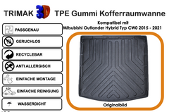 Trimak Kofferraumwanne kompatibel mit Mitsubishi Outlander Hybrid Typ CW0 2015 - 2021