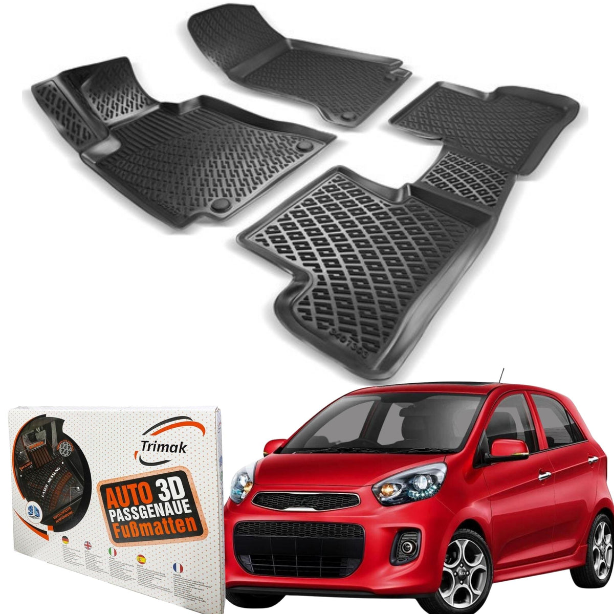 KIA Picanto  2.Gen (2011 - 2017)  Gummimatten. Autofußmatten