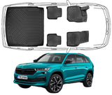 3D Fußmatten & Obere Kofferraumwanne Auto Set Kompatibel mit Skoda Kodiaq II ab 2024