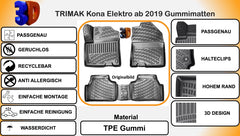 HYUNDAI KONA  Elektro 1.Gen 2019 - 2023 Gummimatten Autofußmatten