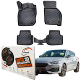 Trimak Autofußmatten kompatibel mit Cupra Leon Automatik Getriebe Benzin 2020-2024 Auto Allwetter Gummimatten