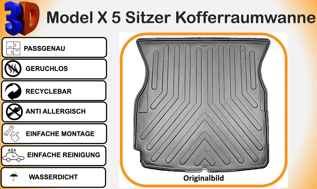 Trimak Kofferraumwanne für Tesla Model X 5 Sitzer 3D  Kofferraummatte