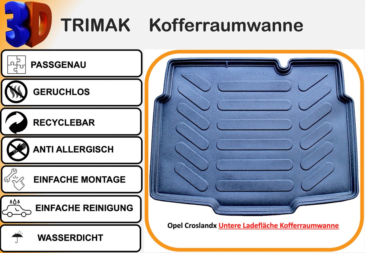 Trimak Opel Crosslandx Untere Kofferraummatte Kofferraumwanne