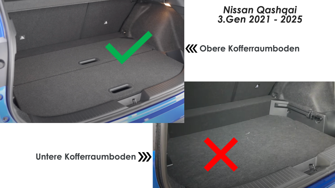 Trimak Kofferraumwanne kompatibel mit Nissan Qashqai 3.Gen ab 2021 J12 Obere Kofferraummatte