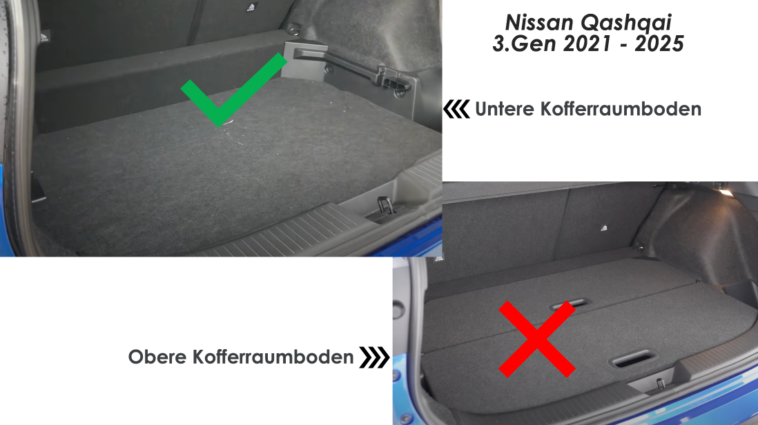 Trimak Untere Kofferraumwanne kompatibel mit Nissan Qashqai 3.Gen ab 2021 J12 Untere Kofferraummatte