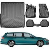 Autofußmatten und Kofferraummattem kompatibel mit VW Passat B8 Kombi Variant 2015-2023