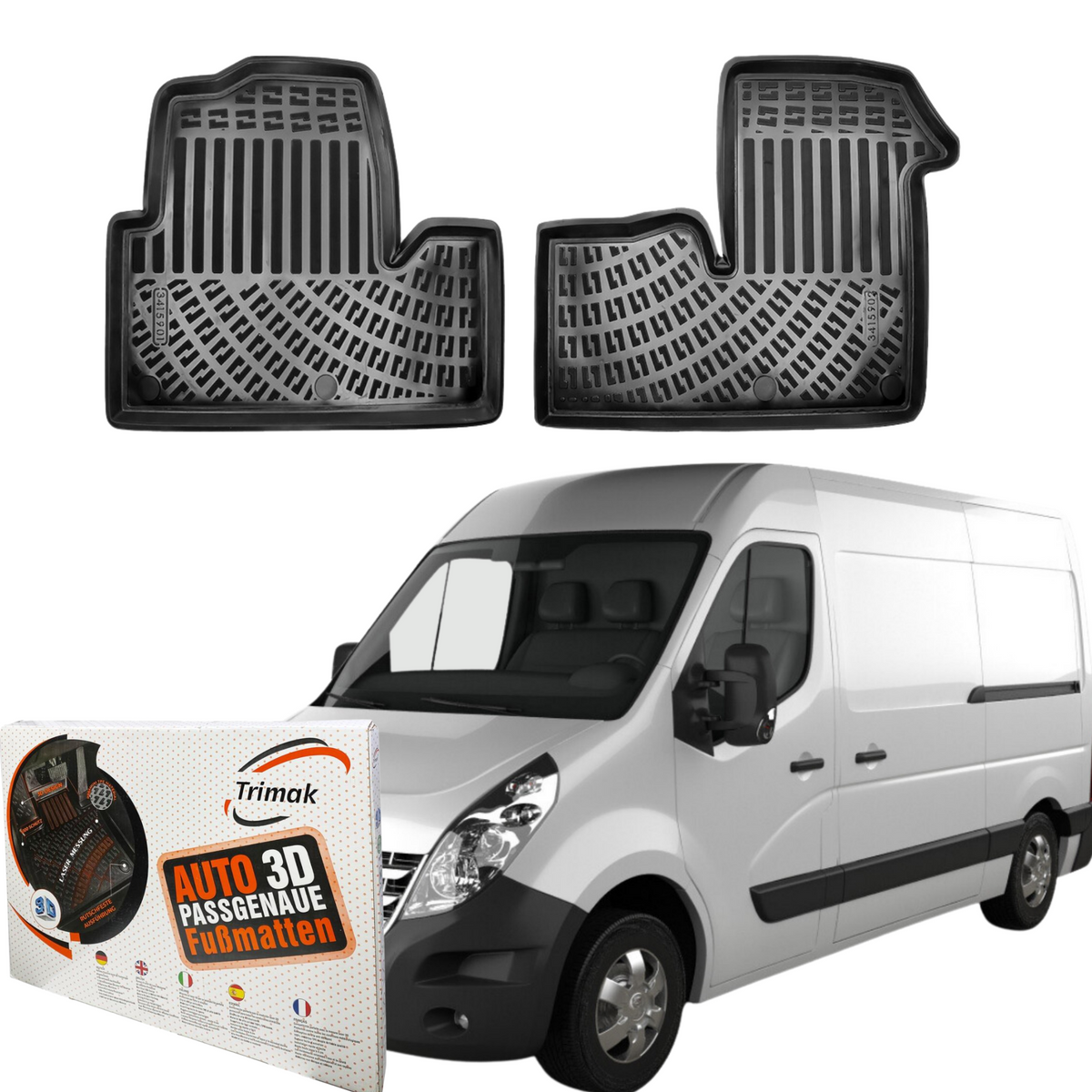 Trimak Autofußmatten kompatibel mit Renault Master III ab 2010 Auto Allwetter Gummimatten