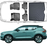 3D Auto Fußmatten & Kofferraumwanne Set Kompatibel mit Volvo EX40 ab 2021