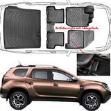 3D Fußmatten & Kofferraumwanne Auto Set Kompatibel mit Dacia Duster 4X2 2.Gen 2018 - 2024 Beifahrersitz mit Ablagefach